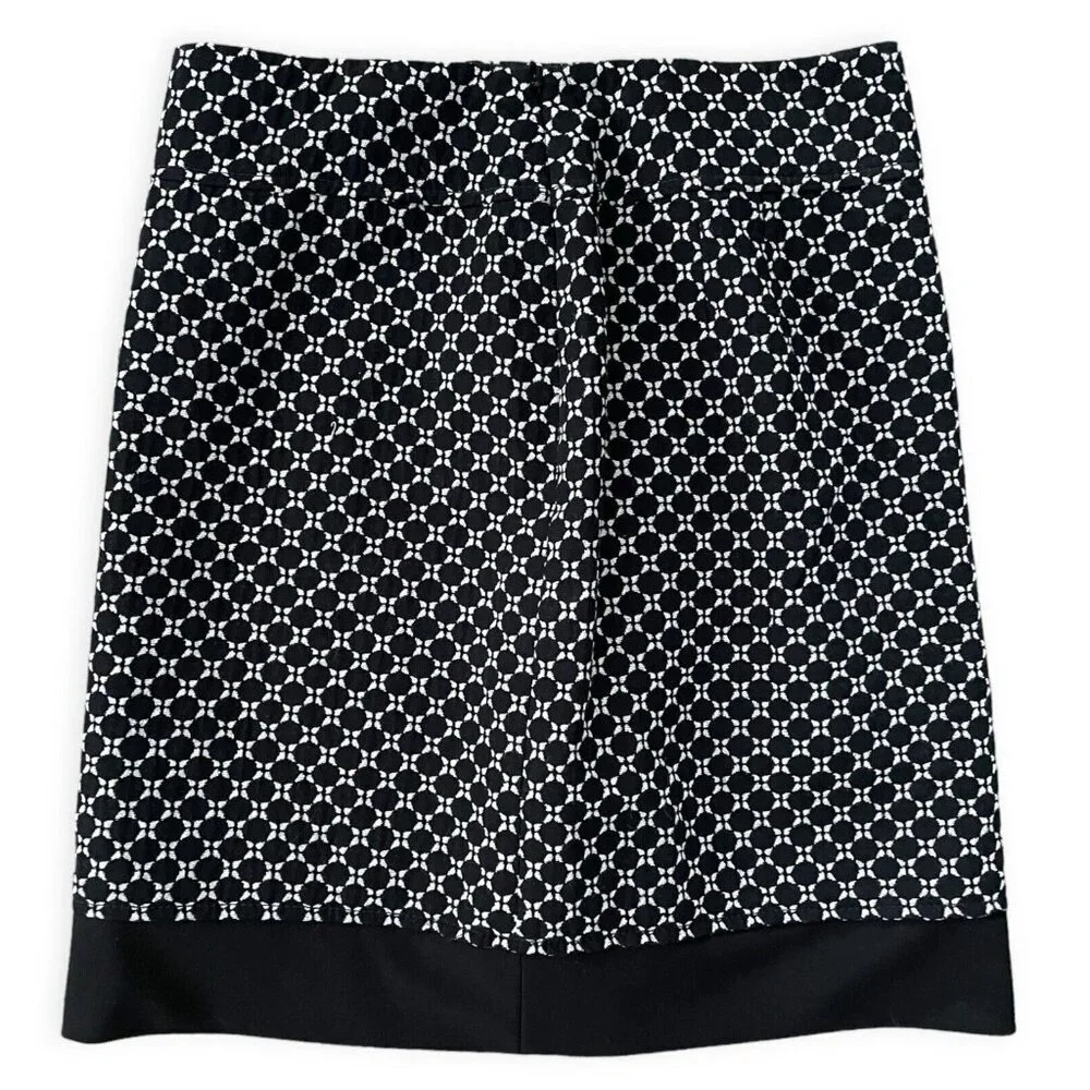 Ann Taylor NWT Cotton Wool Pencil Skirt 6 Petite Black Short Embroidered Lined